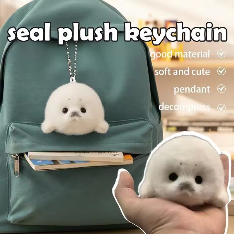Seal Plush Keychain Bag Charm Cute Marine Animal Pendant Travel Souvenir