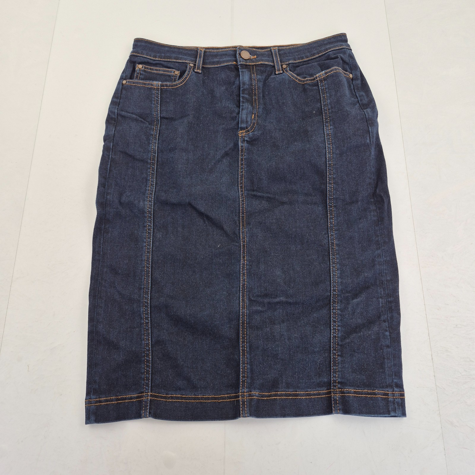 BODEN Skirt 14R Blue Women’s Cotton Blend Midi Denim