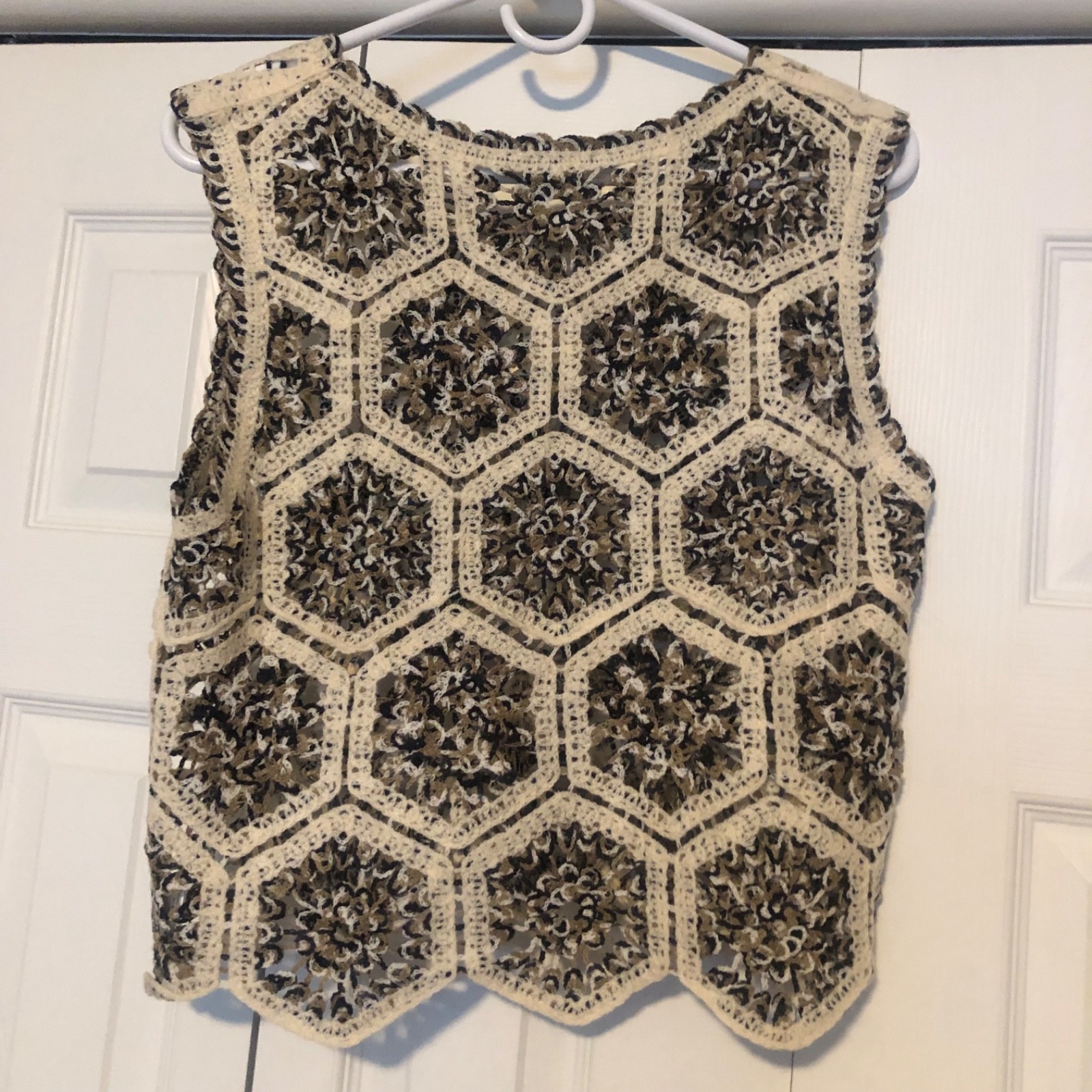 G & D Crochet Hexagon Top Women’s Size Medium Retro 60s Festival Boho