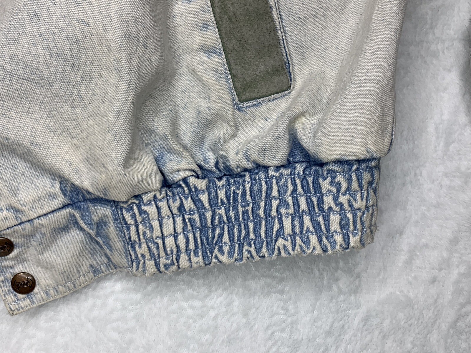 VTG Troop Crown 90’s Washed Denim Jean Jacket Full Zip Embroidered Size XL