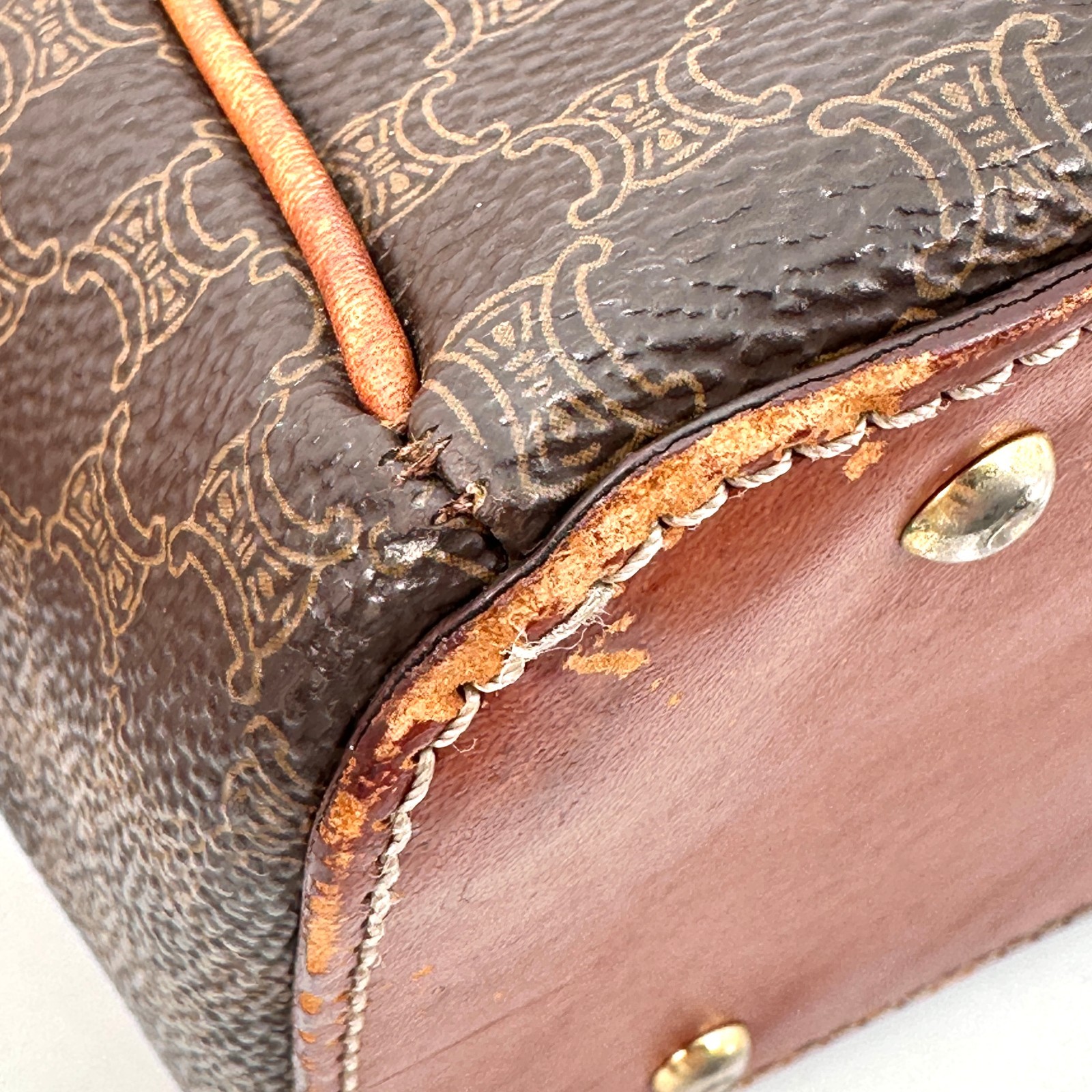 Celine Macadam Tote Bag PVC Leather Brown Authentic