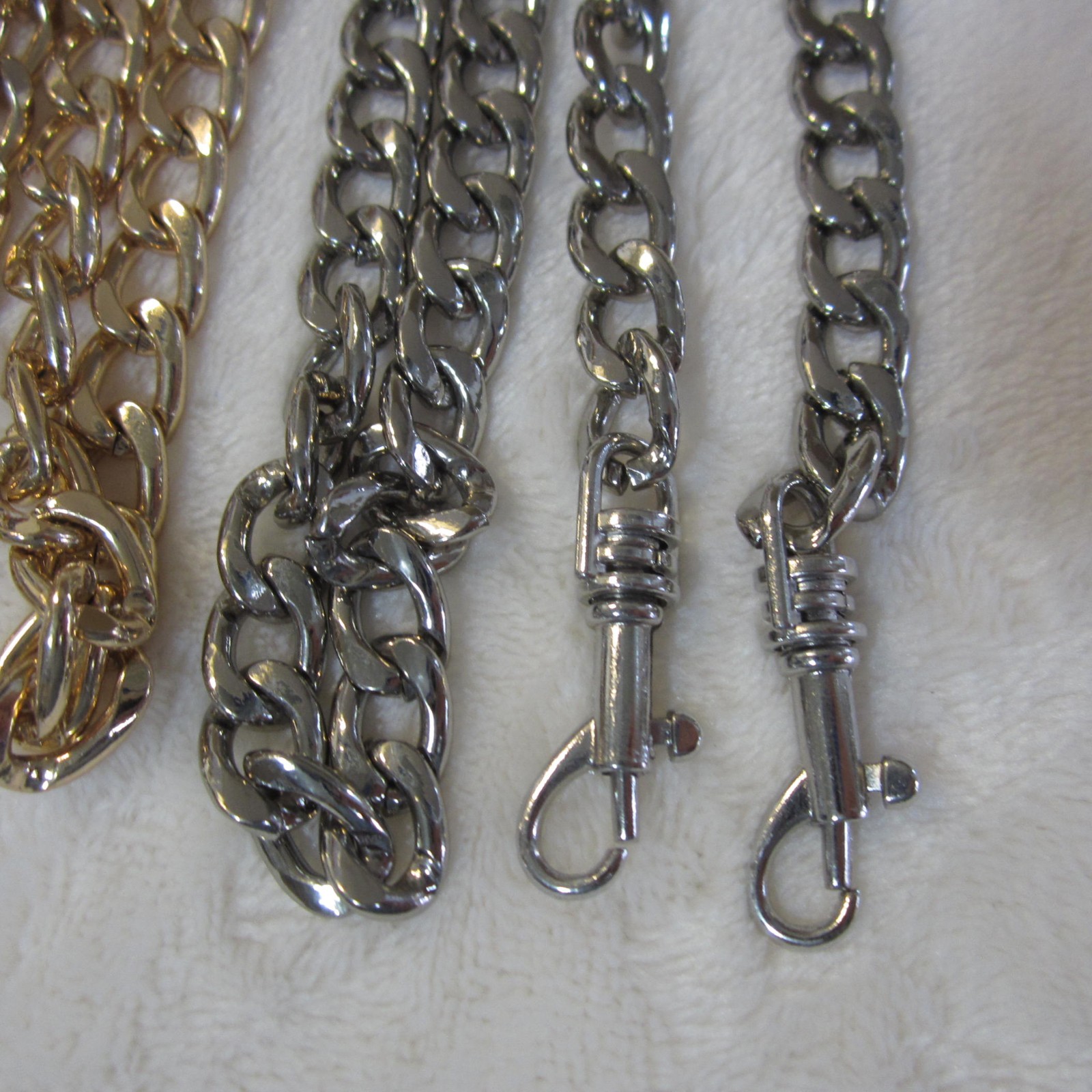 Three Chain Link Purse Strap Replacements Two Silver Tone One Gold Tone