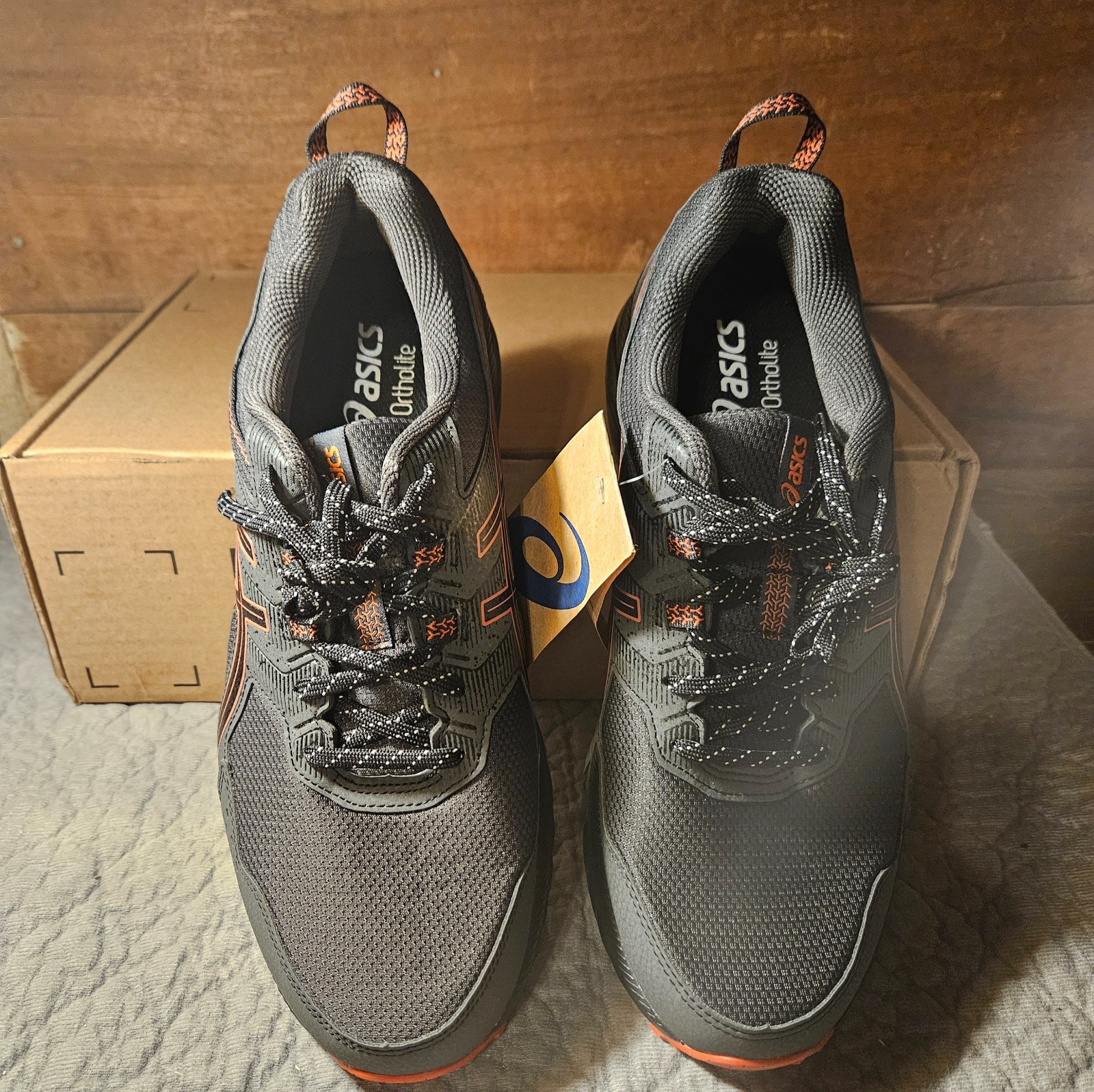 ASICS GEL-Venture 9 Men’s 11.5 4E Extra Wide Gray Orange Trail Shoes 1011B488