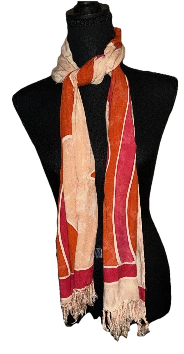 Reggae To Wear Jamaica 100% Rayon Small Multicolor Fringed Scarf