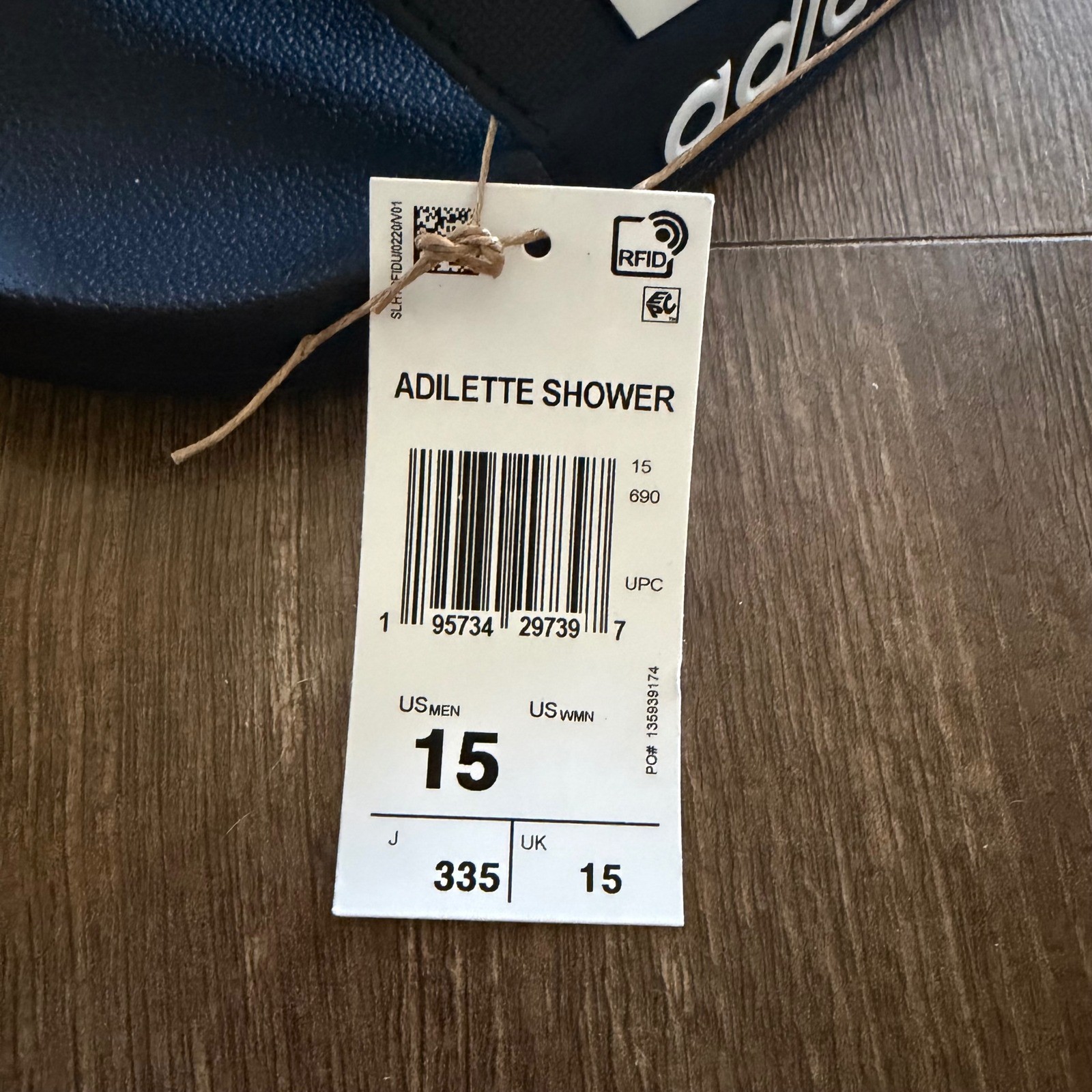 Adidas Adilette Shower Slides Black White Striped Sporty Poolside GZ5920 Size 15
