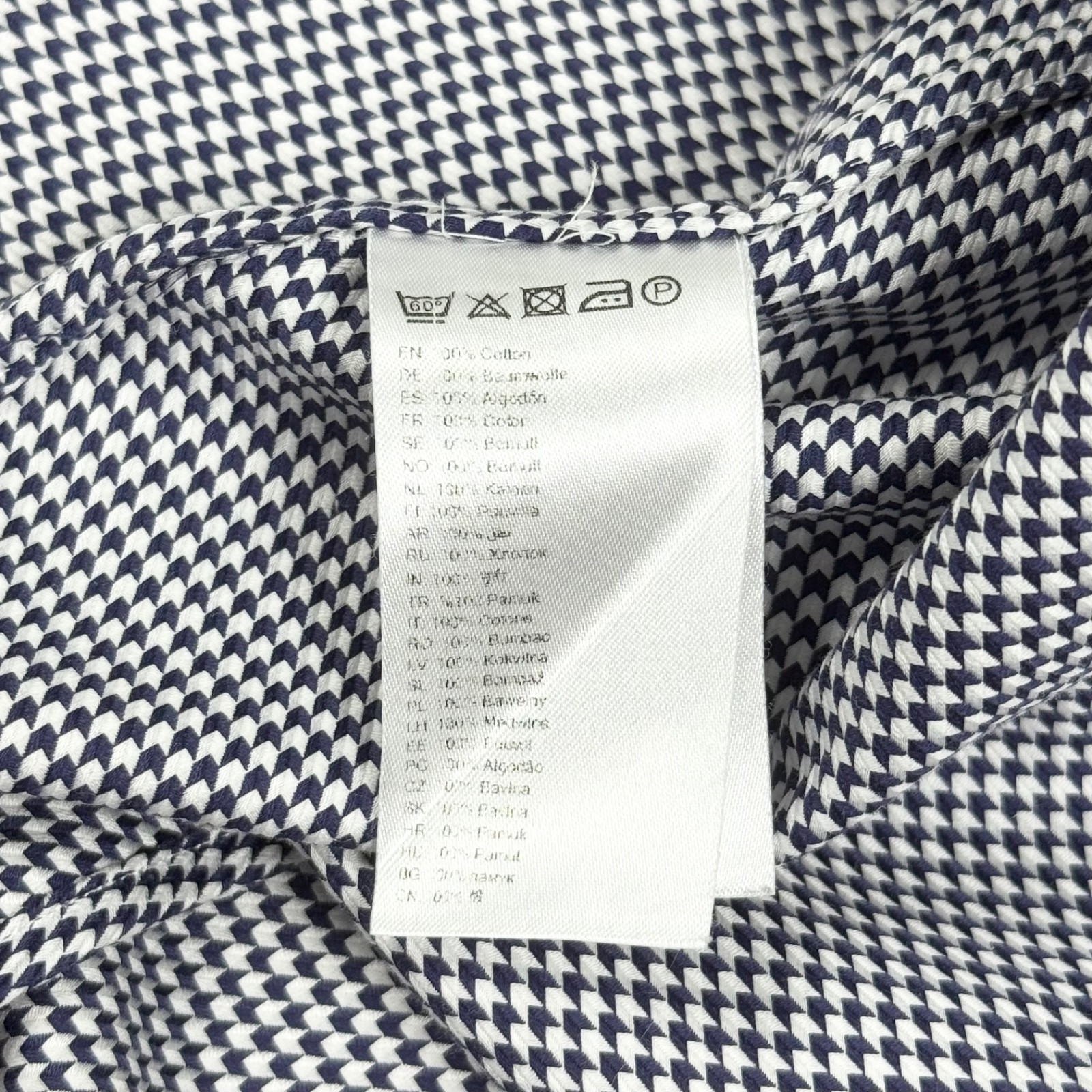 ETON Men’s Luxury Houndstooth Slim Fit Black White Cotton Dress Shirt 39 15.5