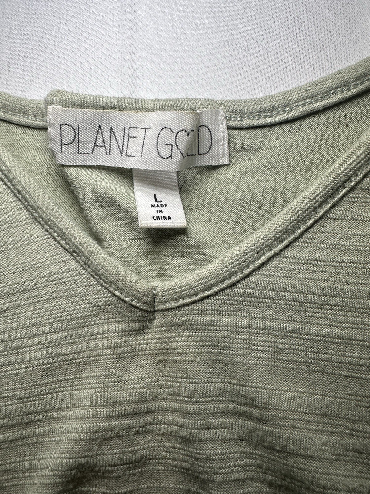 Planet Gold Sage Babydoll Peplum Top Cottagecore Boho Flowy Large Tee