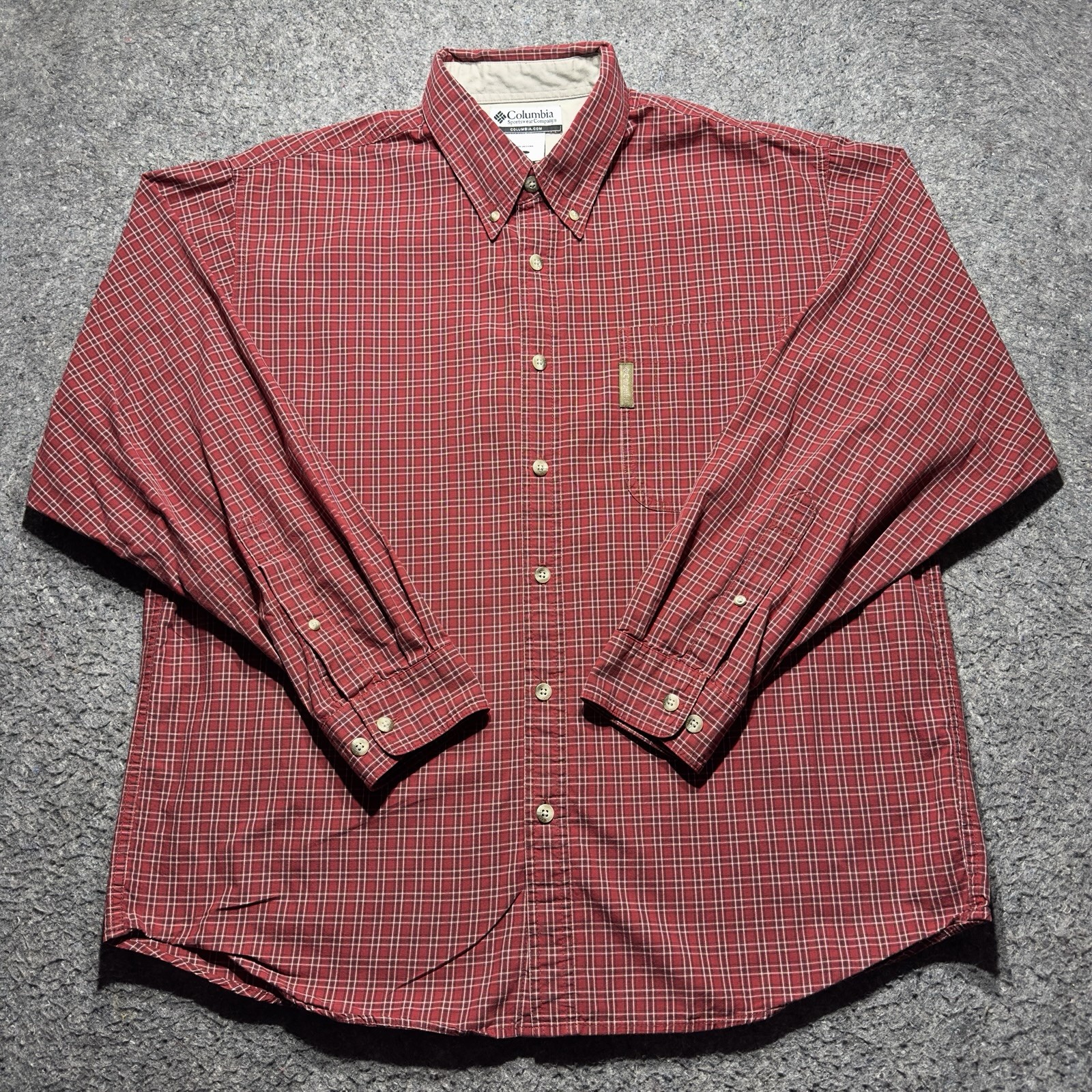 Columbia Shirt Mens Large Blue Plaid Long Sleeves Button Down Casual Workwear