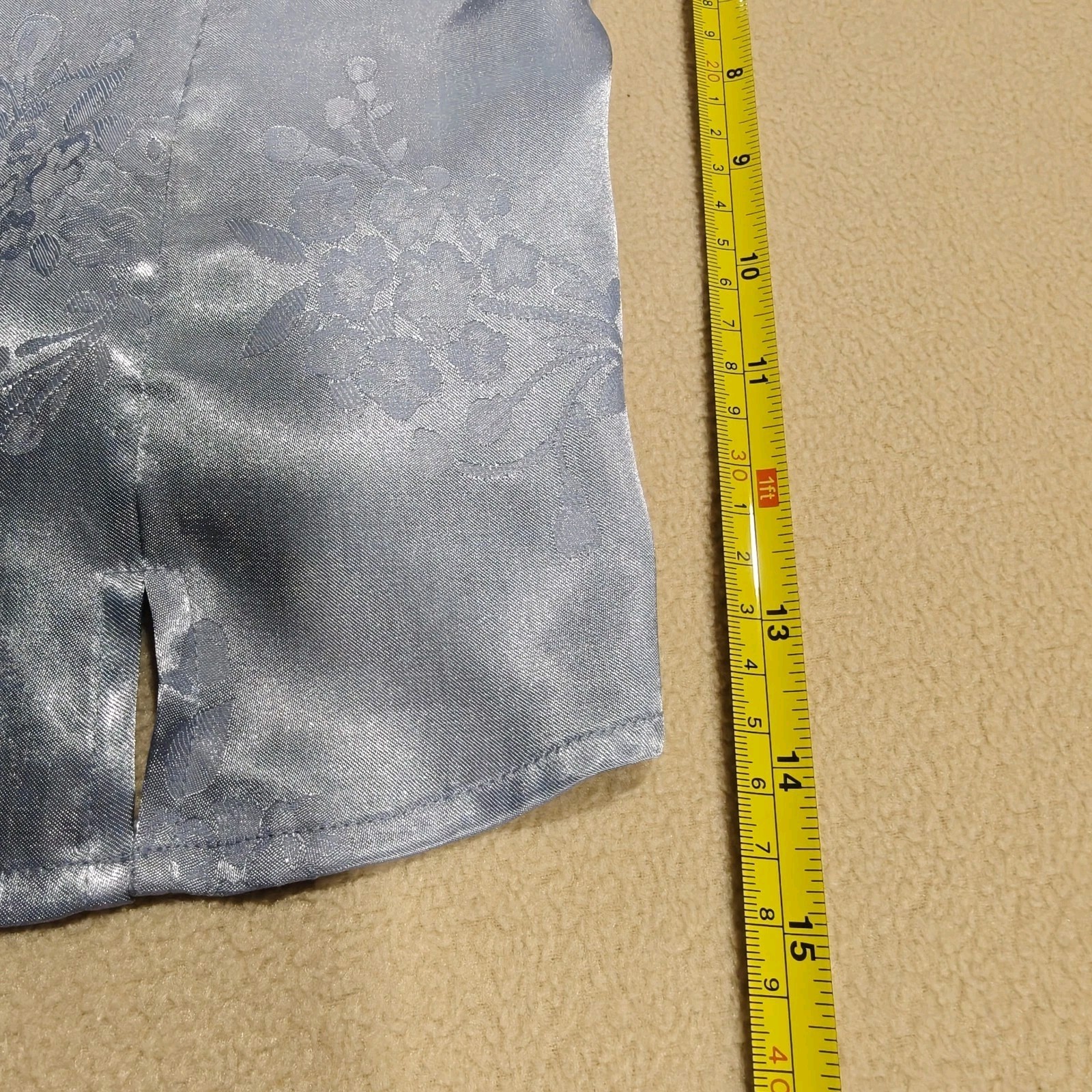 Vintage 90s Valerie Stevens Ice Blue Satin Floral Button Cami Size S Coquette