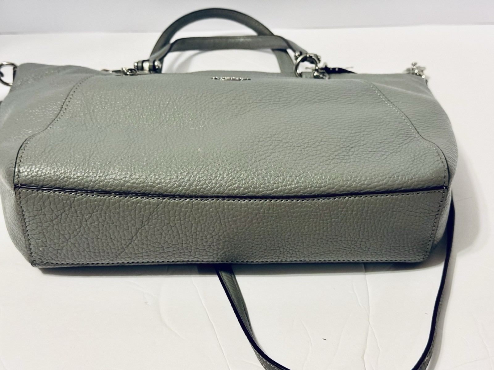 Coach Prairie Handbag Gray Satchel W/22 Inch Strap Pebbled Leather Bag