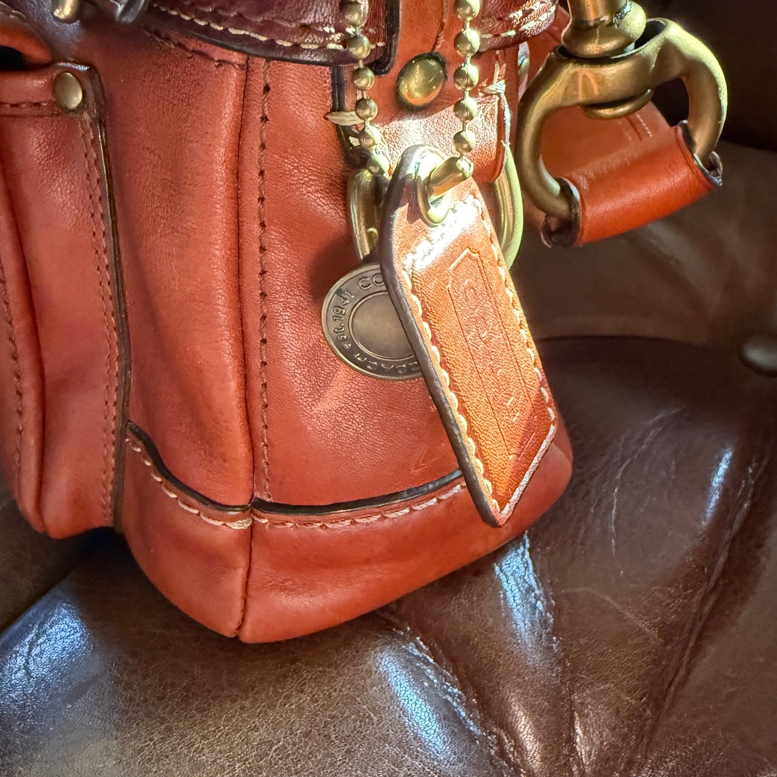 Coach 65th Anniversary Legacy Leigh Shoulder Bag Cognac Leather 11127