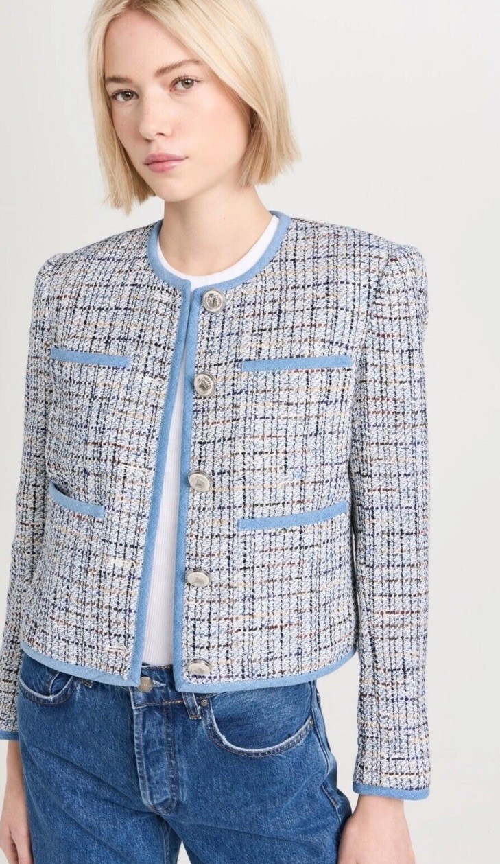 NWT Veronica Beard Darla Jacket in Blue Multi Tweed Blazer size 8 $698 now $395