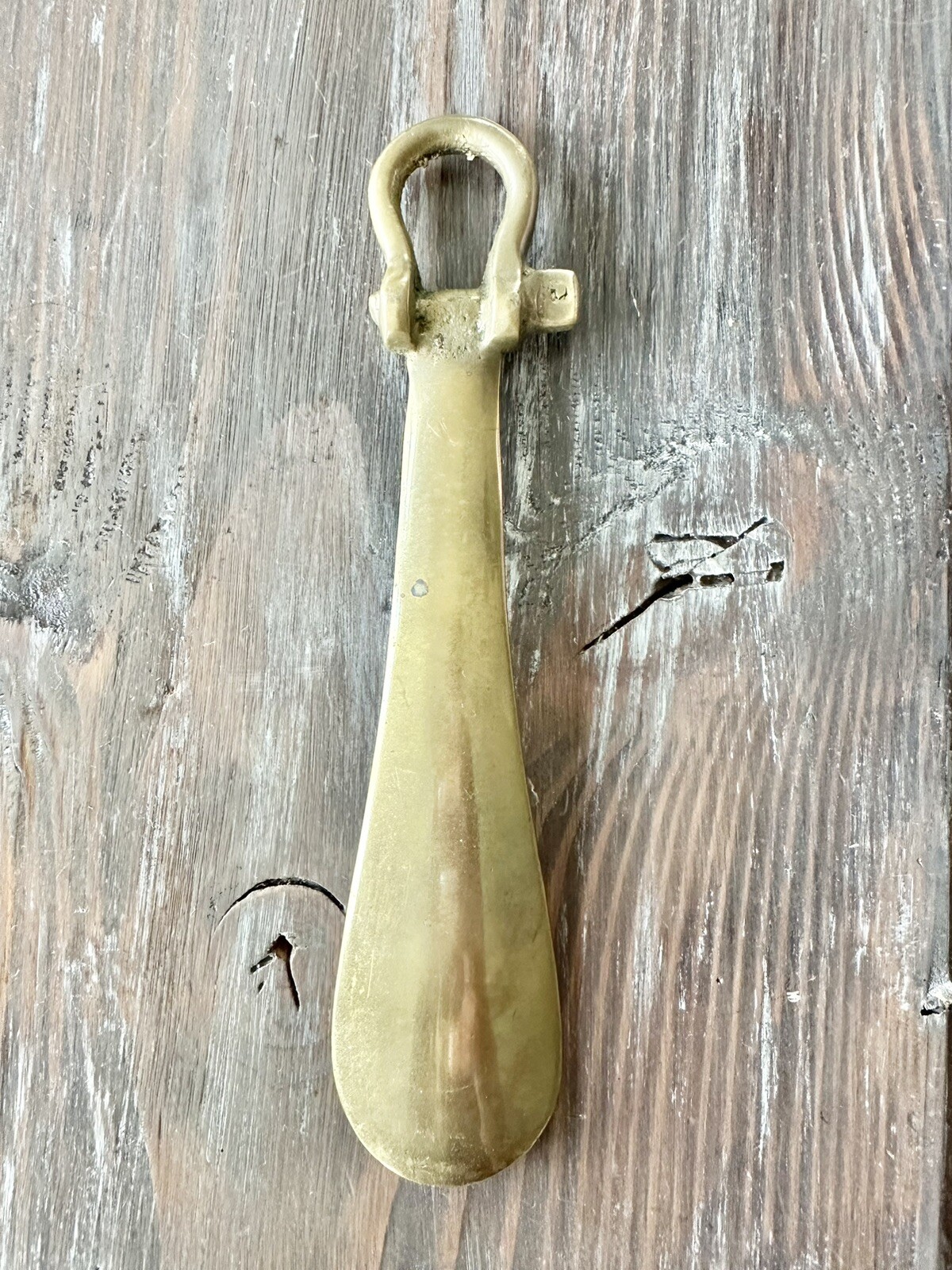 Antique Solid Brass Shoehorn 7.75”