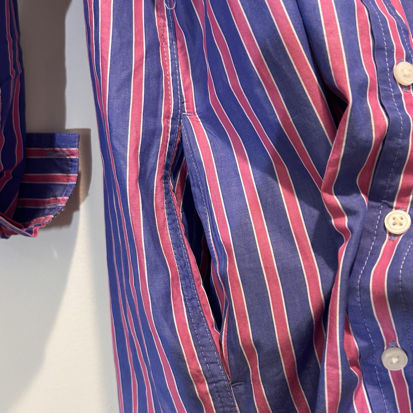 J.Crew Tall Striped Button-Down Cotton Shirtdress Blue Pink
