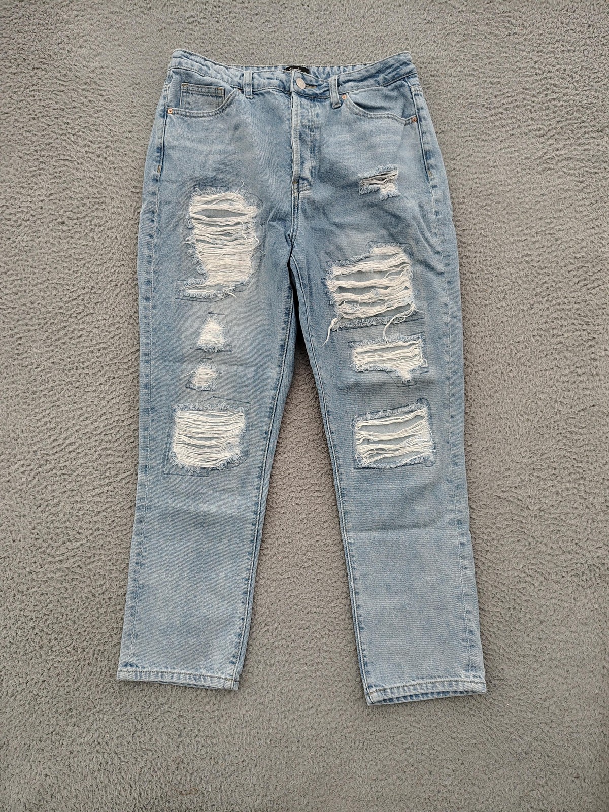 Simple Society Distressed Mom Jeans Size 9/29 Womens Light Wash Ripped Denim