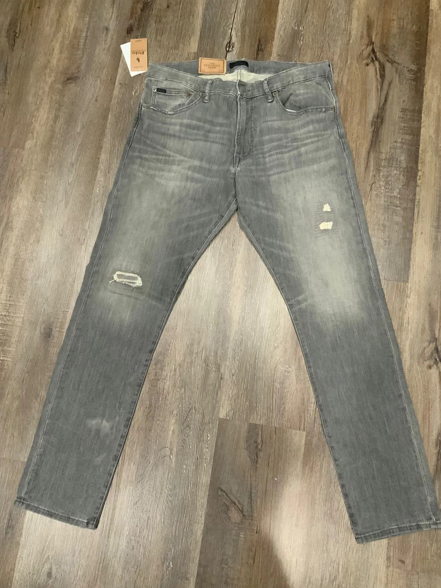 NWT Polo Ralph Lauren Mens The Sullivan Slim Jeans Stretch Rope Dyed Gray 34×32