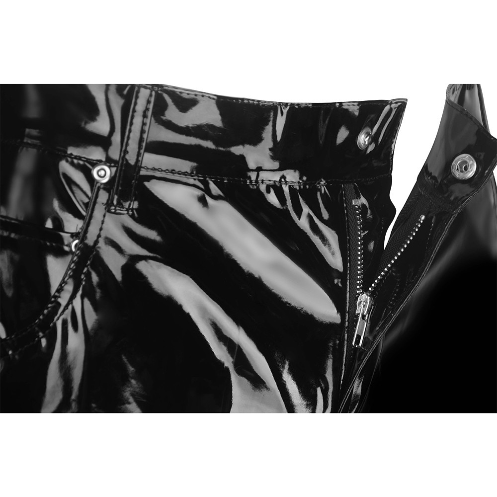 Men Faux Leather PVC Pants Trousers Long Shiny Clubwear Punk Gothic Black Pants