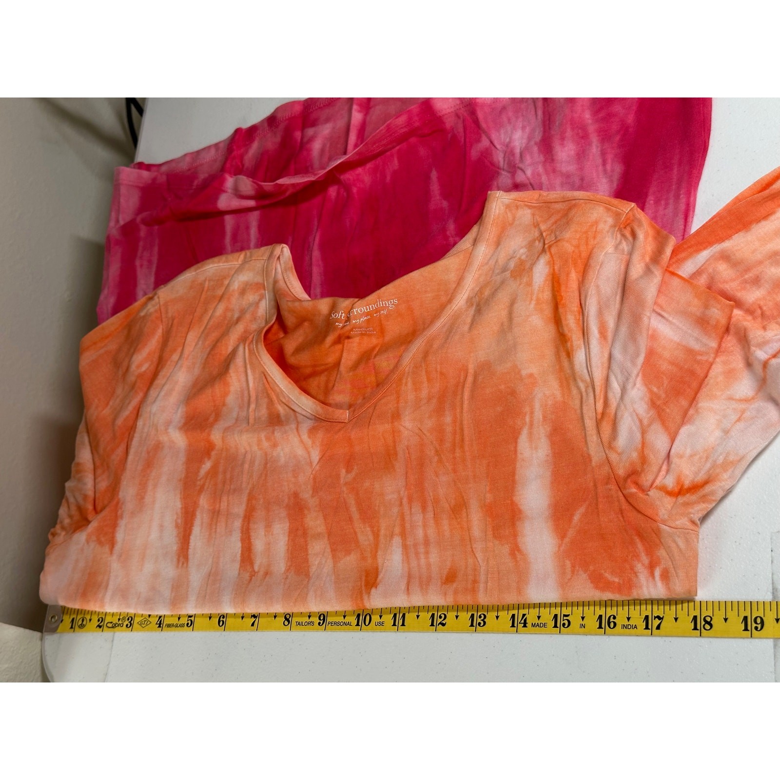 Soft Surroundings Top Womens Medium Orange Ombre Tunic Knit Modal Beachy Boho
