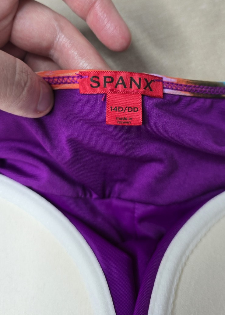 Spanx Swimsuit 14D/DD Aloha Floral One Piece Push Up Built in Bra Slimming