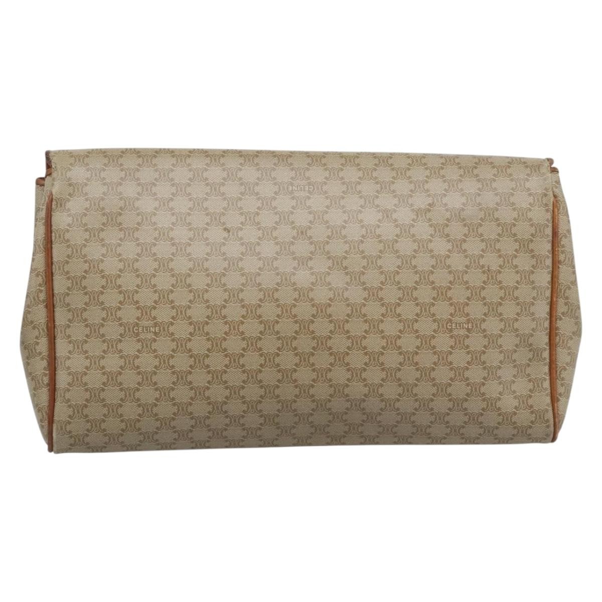 CELINE Macadam Clutch Bag PVC Beige Gold Auth 194369