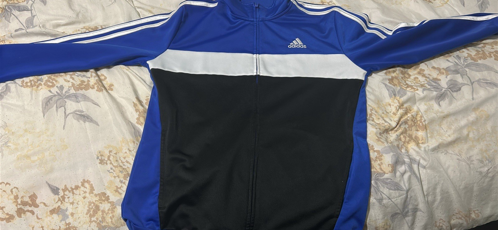 adidas Men’s Colorblock Track Jacket Full Zip XL Regular Fit Blue/Black/White