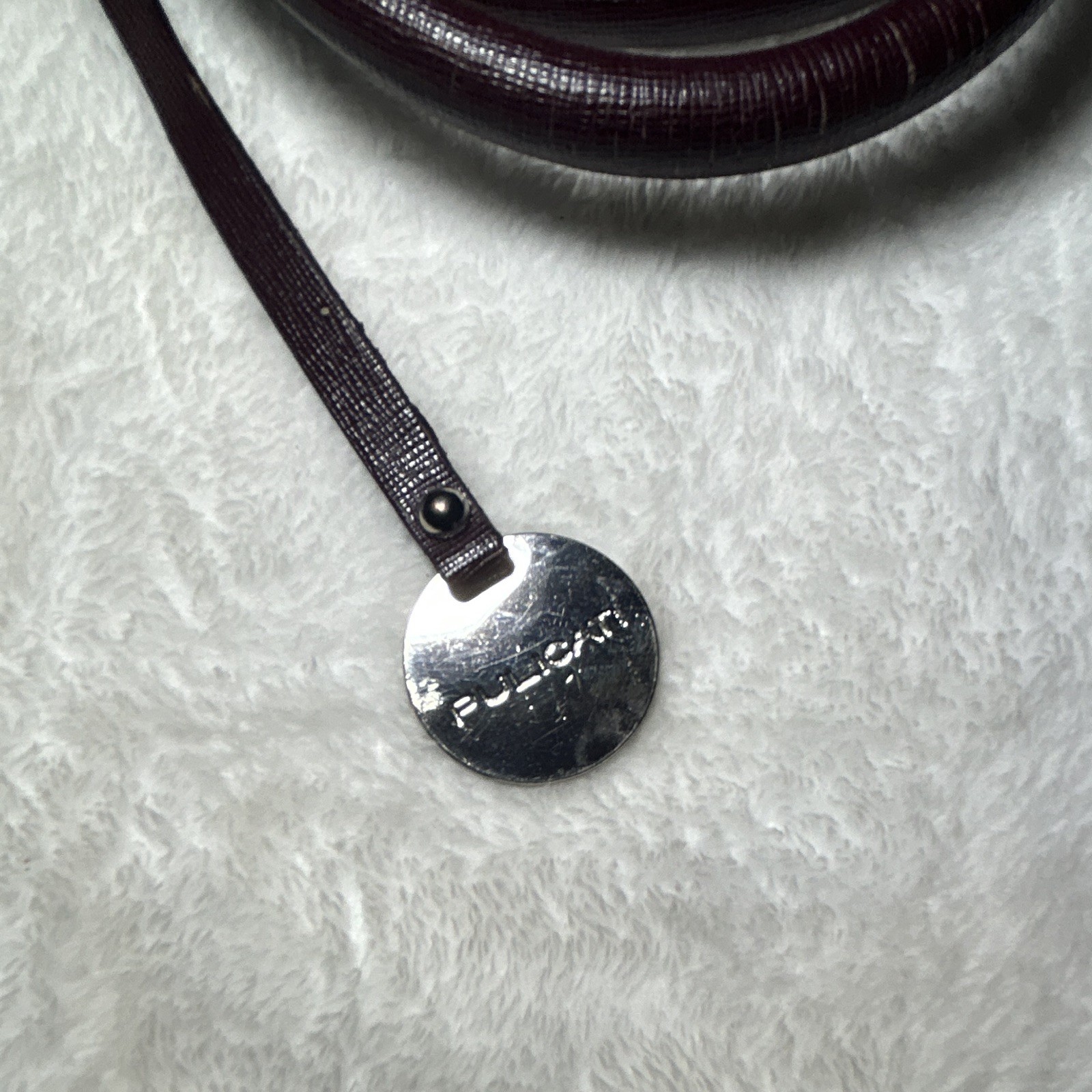 Pulicati Burgundy Medium Logo Satchel Top Handle Bag Zip Lined Pockets Silver