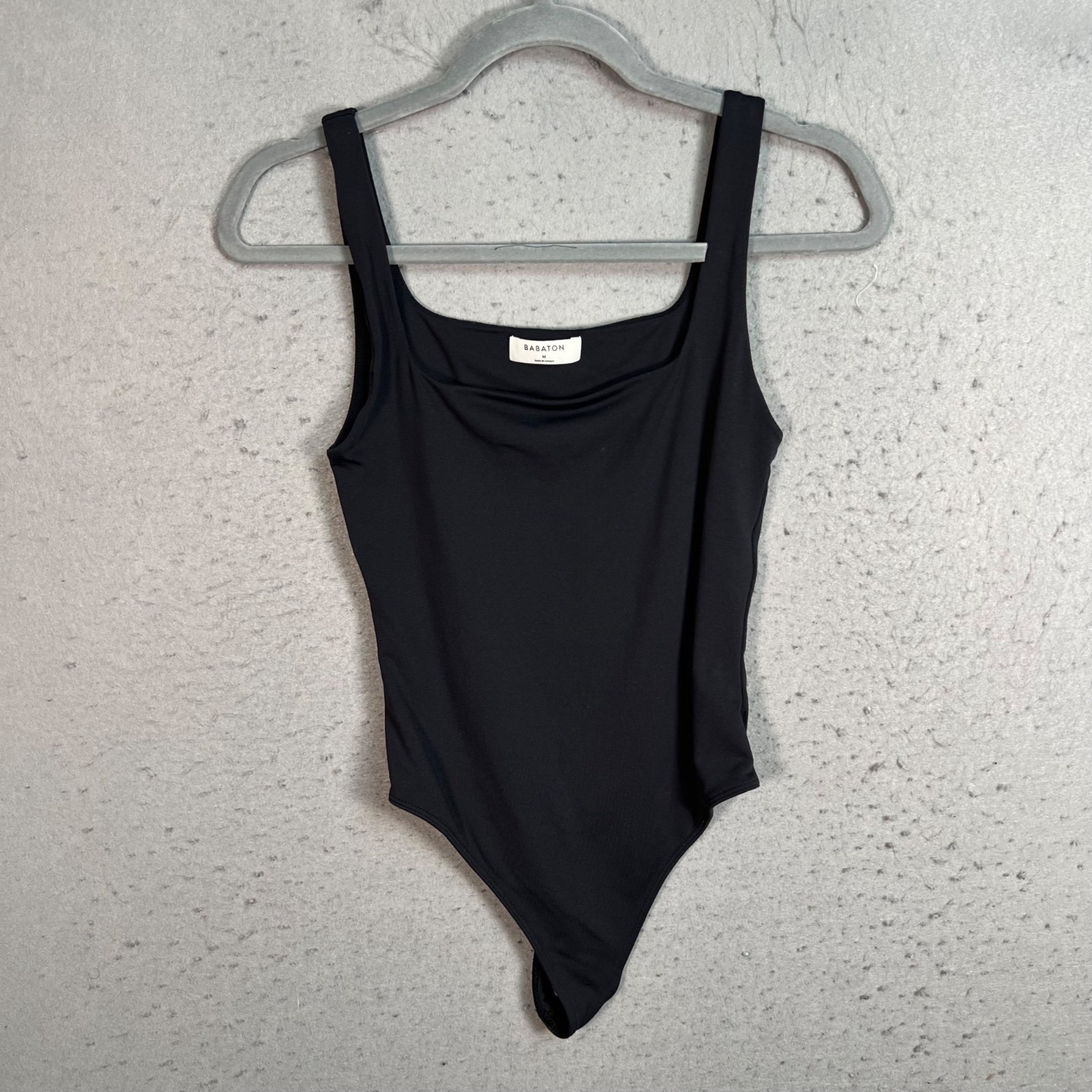 Babaton Womens Size Medium Black Square Neck Bodysuit Nylon & Elastane Blend