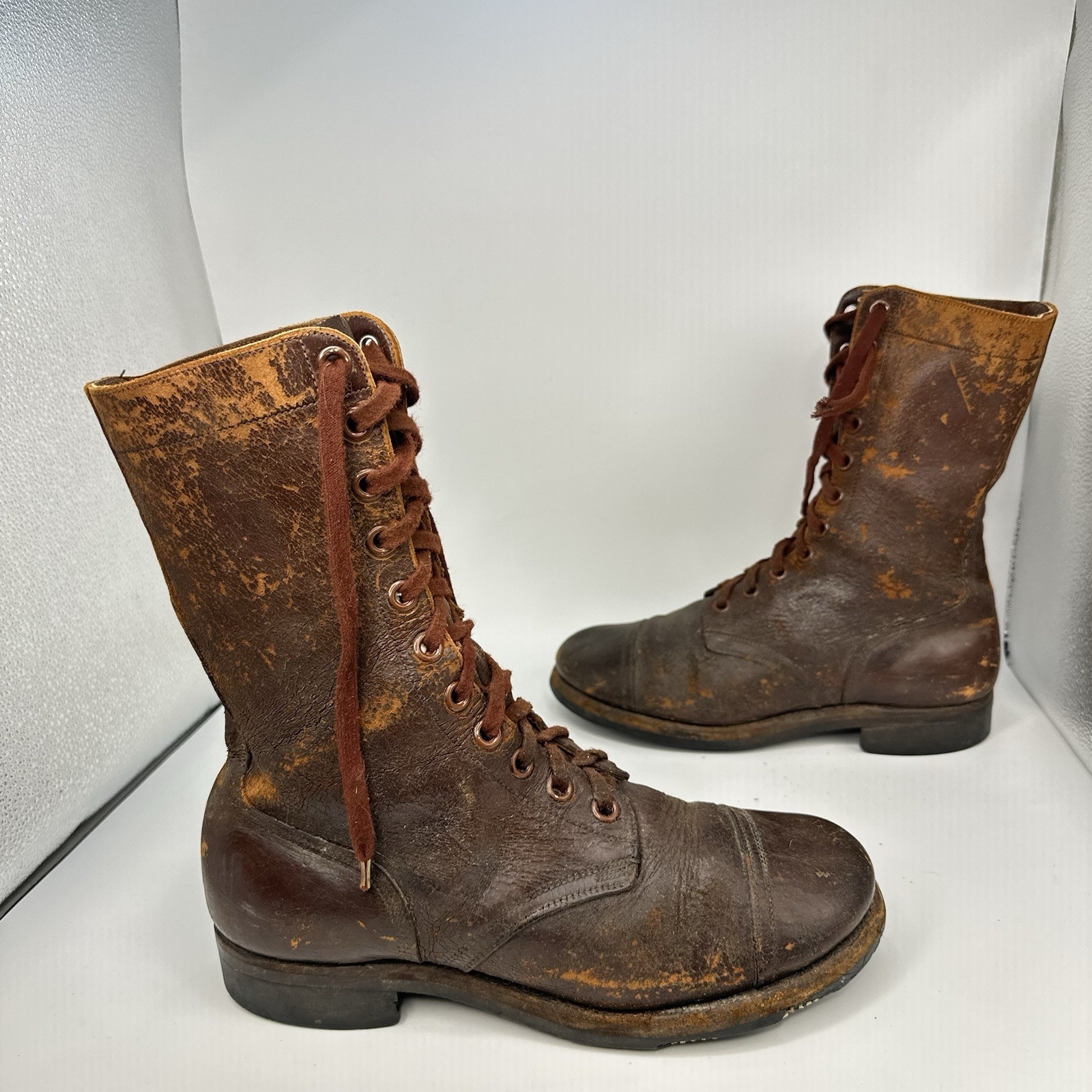 1952 Korean War US Army Paratrooper Jump Boots Men size 9.5 W Leather Named