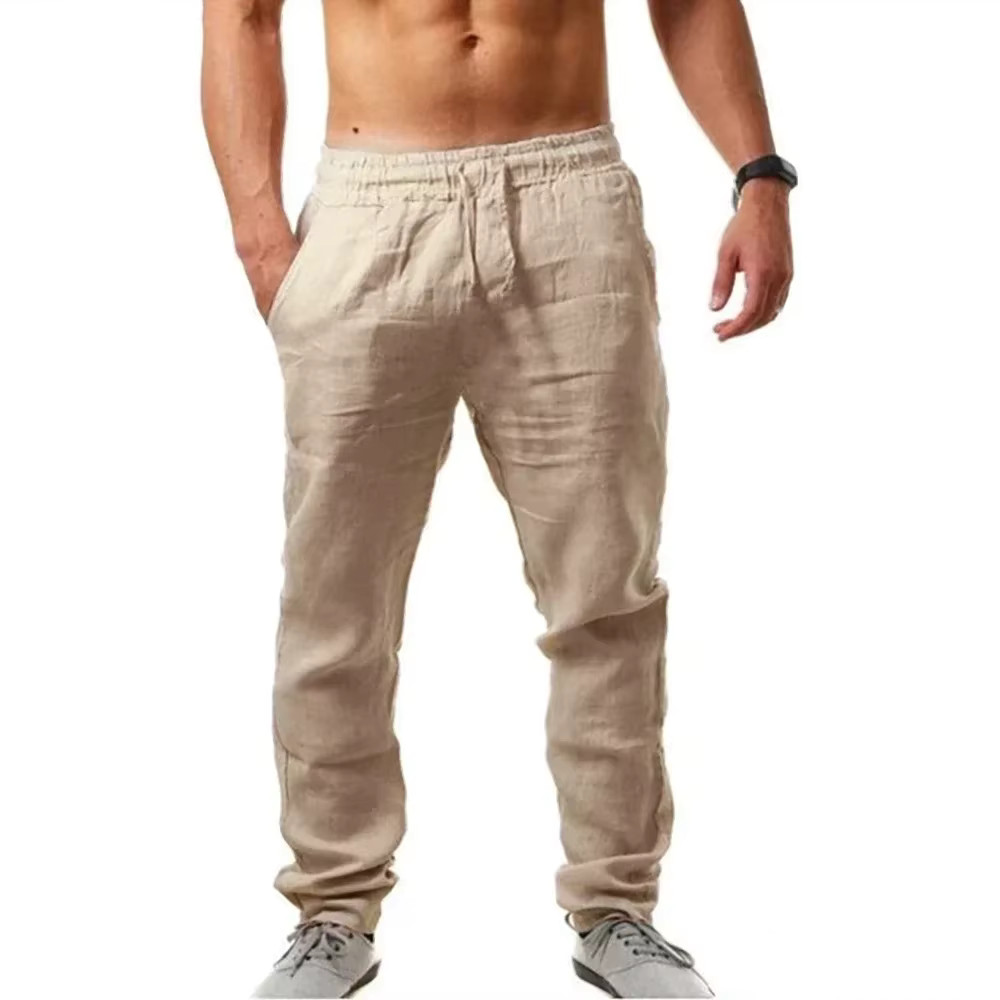 Summer Men’s Casual Elastic Waist Solid Color Breathable High Quality Pants Gift