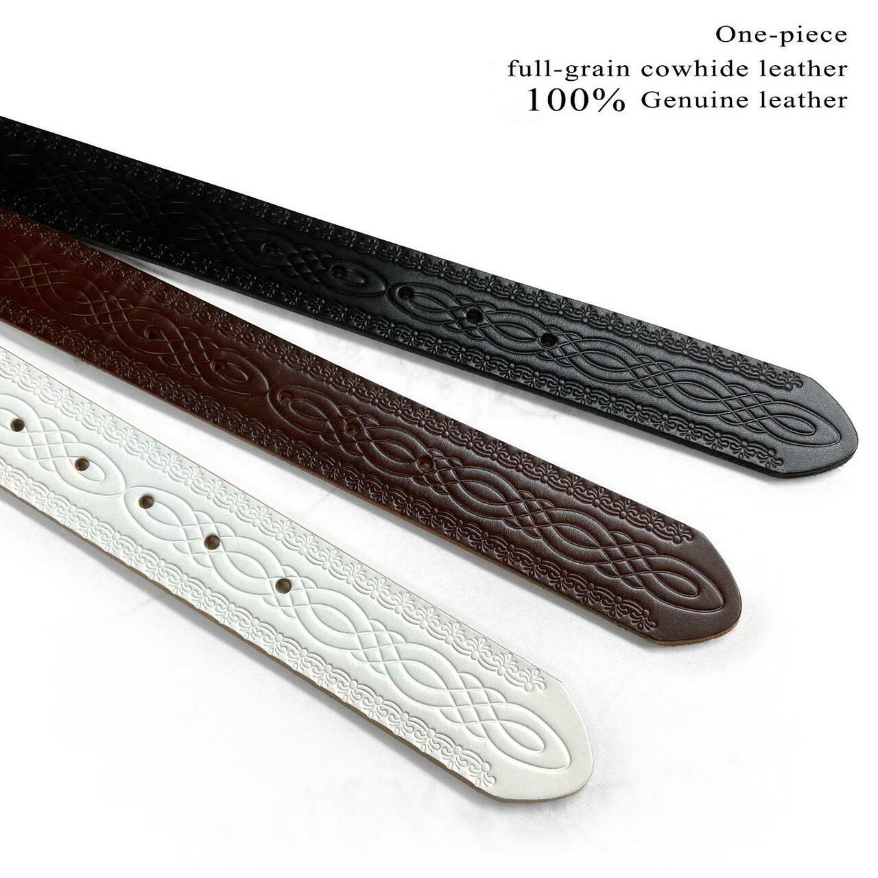 BS085 Vintage Engraved Embossed Leather Belt Strap with Snaps on 1-1/2″ Wide