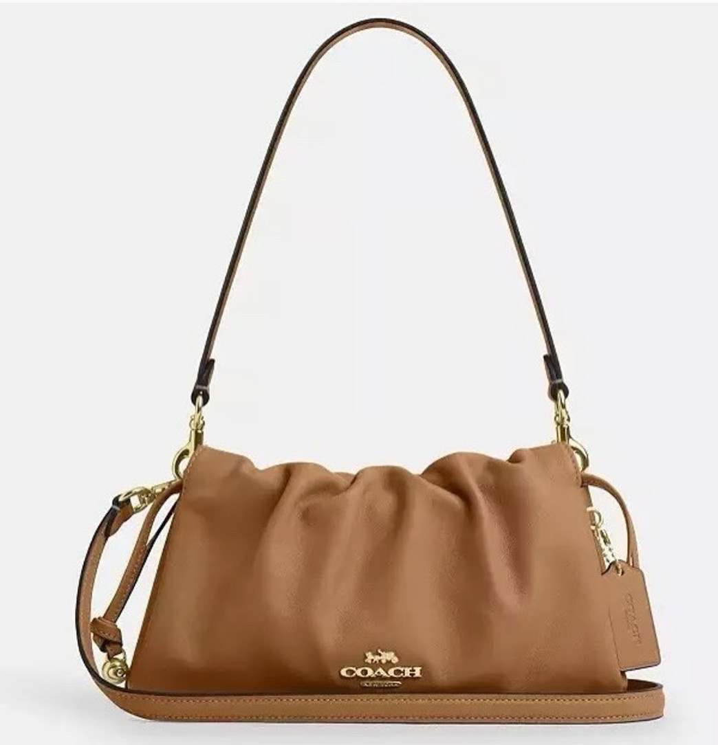 NWT Coach Faye Shoulder Bag With Ruching CV529 Gold/honey brown