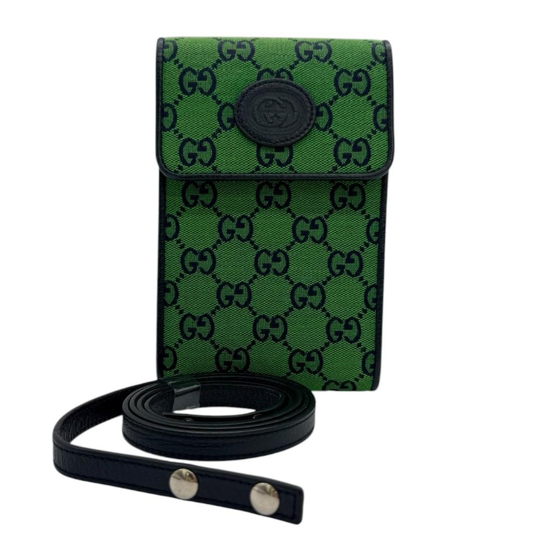 GUCCI GG Canvas Shoulder Bag Green Ladies Gift Present 0611b