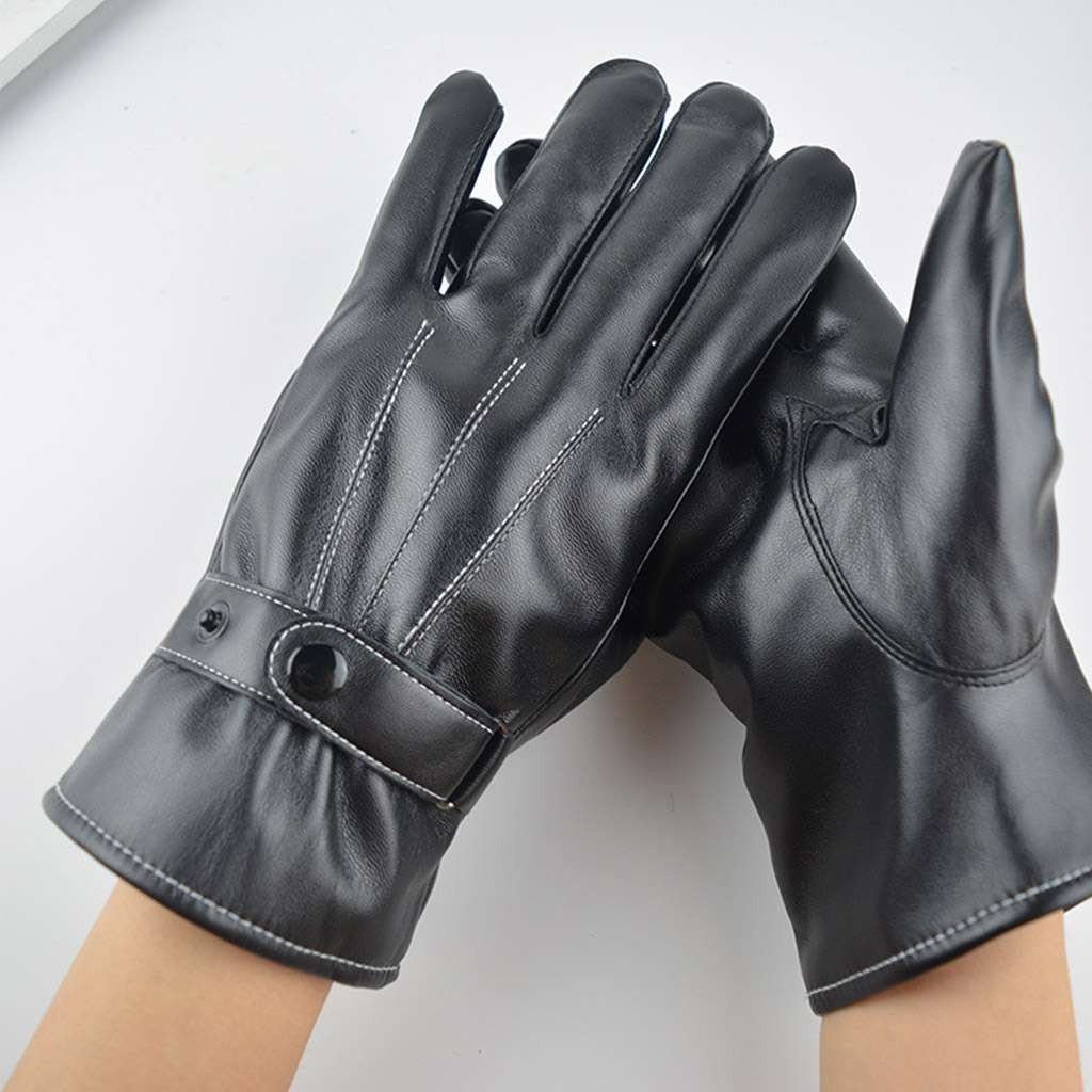 Driving Gloves Car Motorcycle Biker Leather Police Driver Fleece Lined Gloves