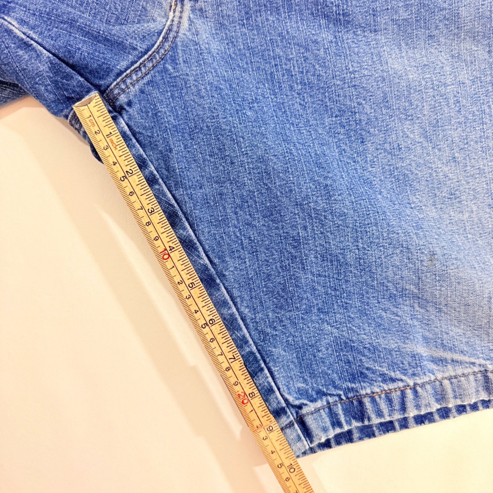 Wrangler Carpenter Shorts Men 34 Blue Good Denim Utility Workwear Hammer Loop