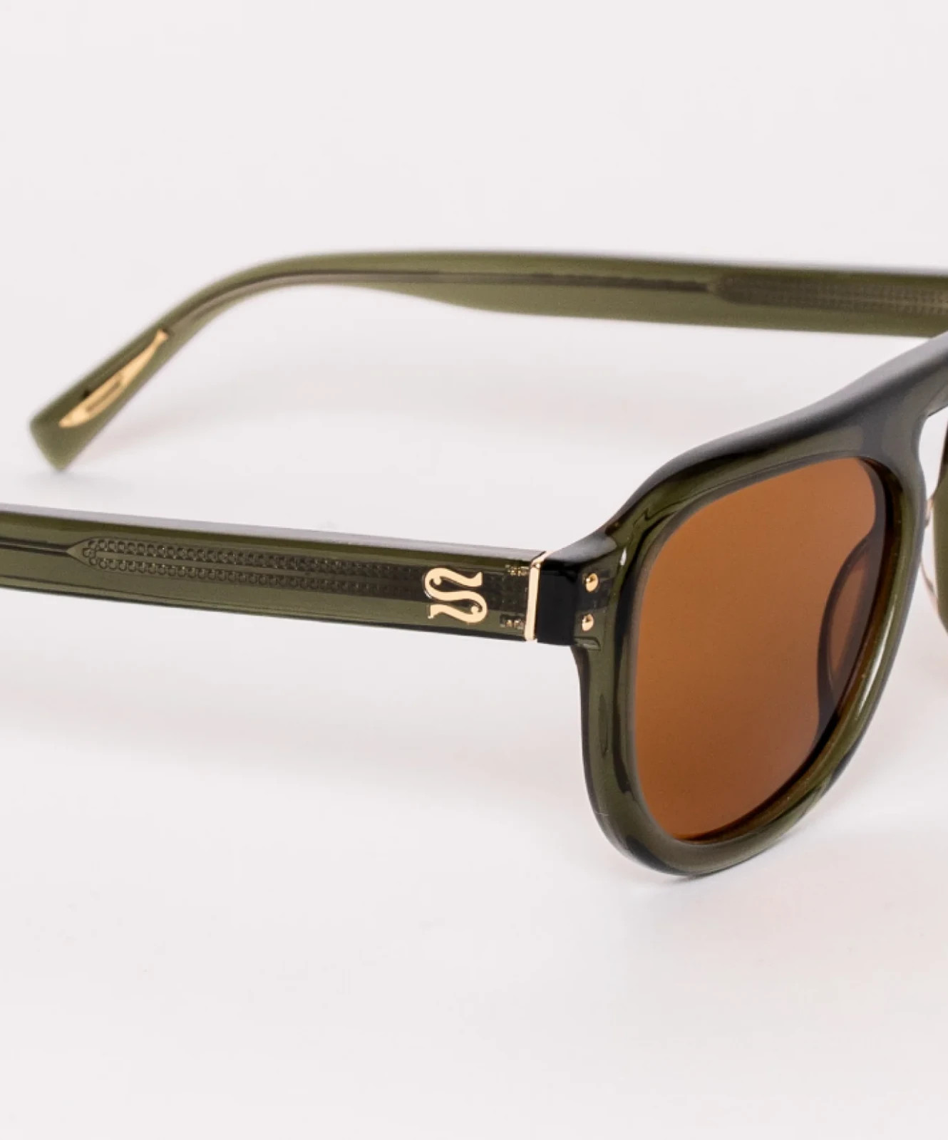 Sardine Stevie Aviator Sunglasses Amber Dip Green Acetate New Cabana Case UV