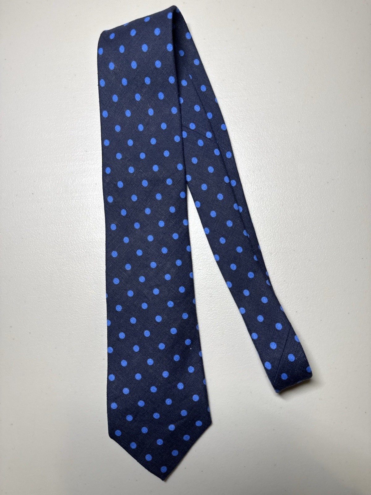 Ralph Lauren Purple Label Blue Polka Dot Silk Tie 3.25” Made In Italy