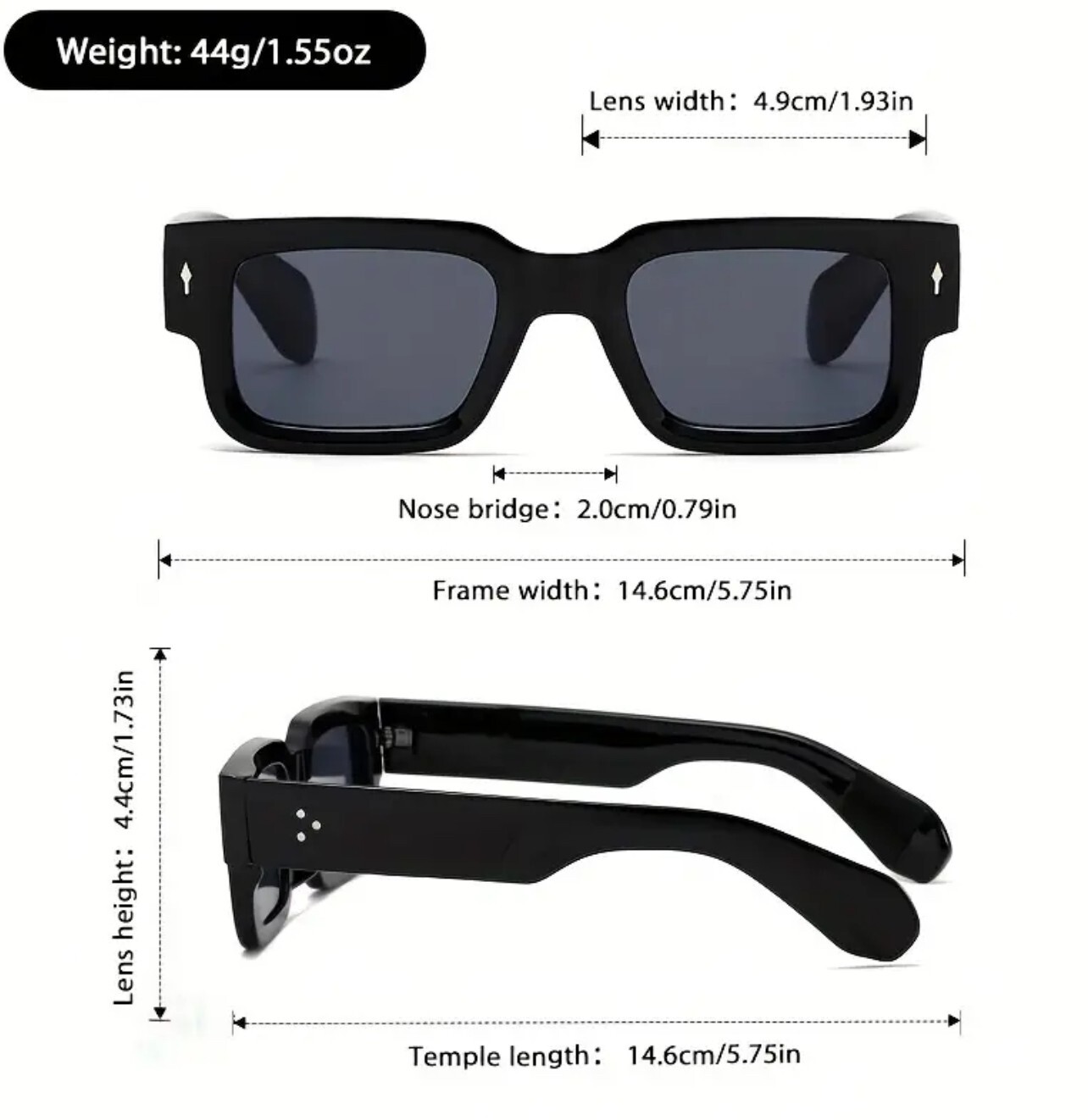 Black Thick Square Frame Chunky Yellow Tinted Lens Sunglasses Street Outdoor New