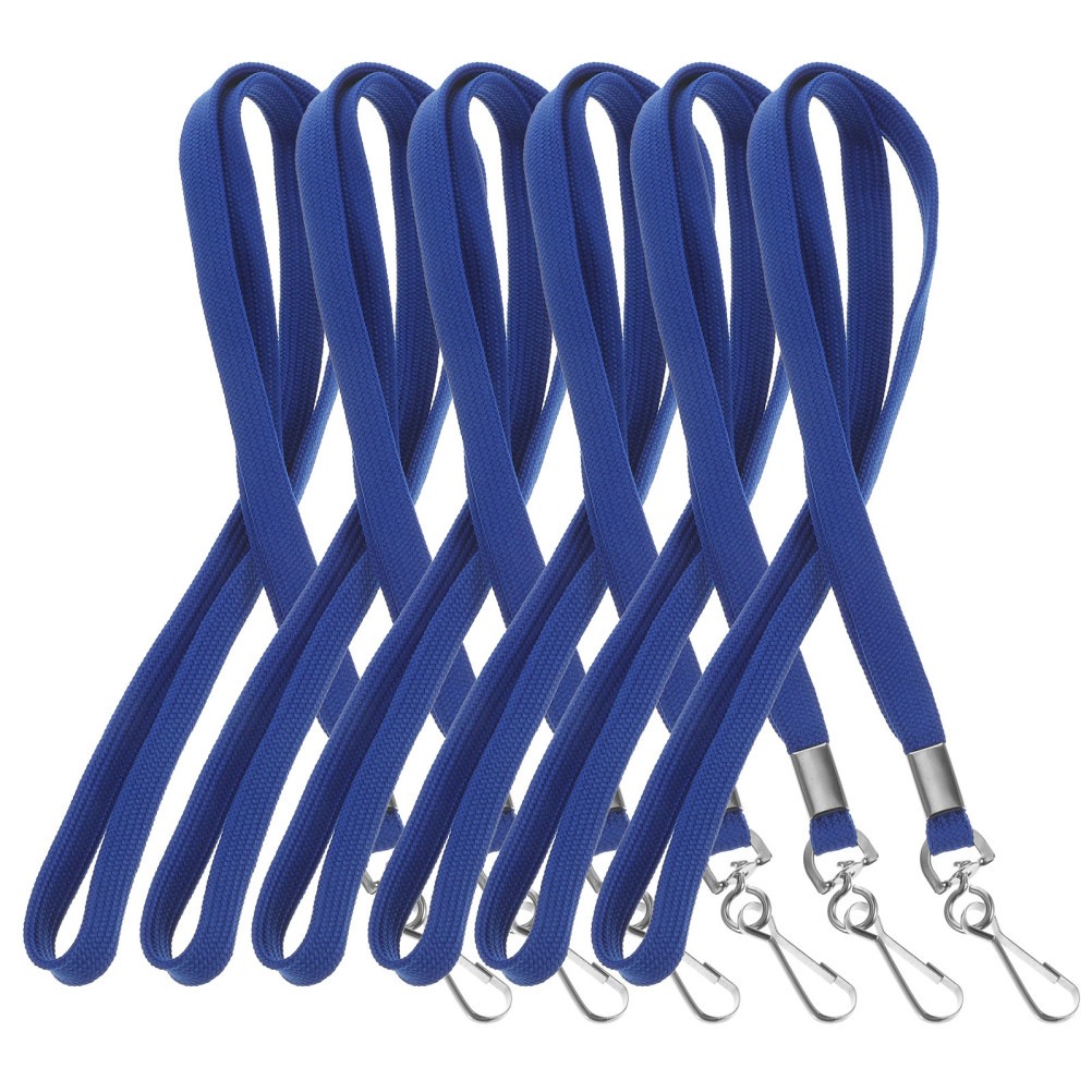 Reusable Blue Polyester Office Neck Lanyards with Aluminum Alloy 6Pcs Set