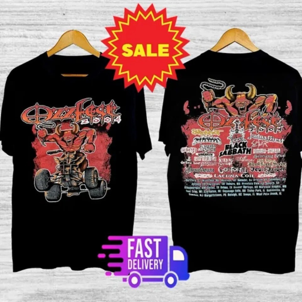 Ozzyy.Osbournee Ozzfest 2004 Tour T-Shirt 2 Sided Graphic Heavyweight Tee