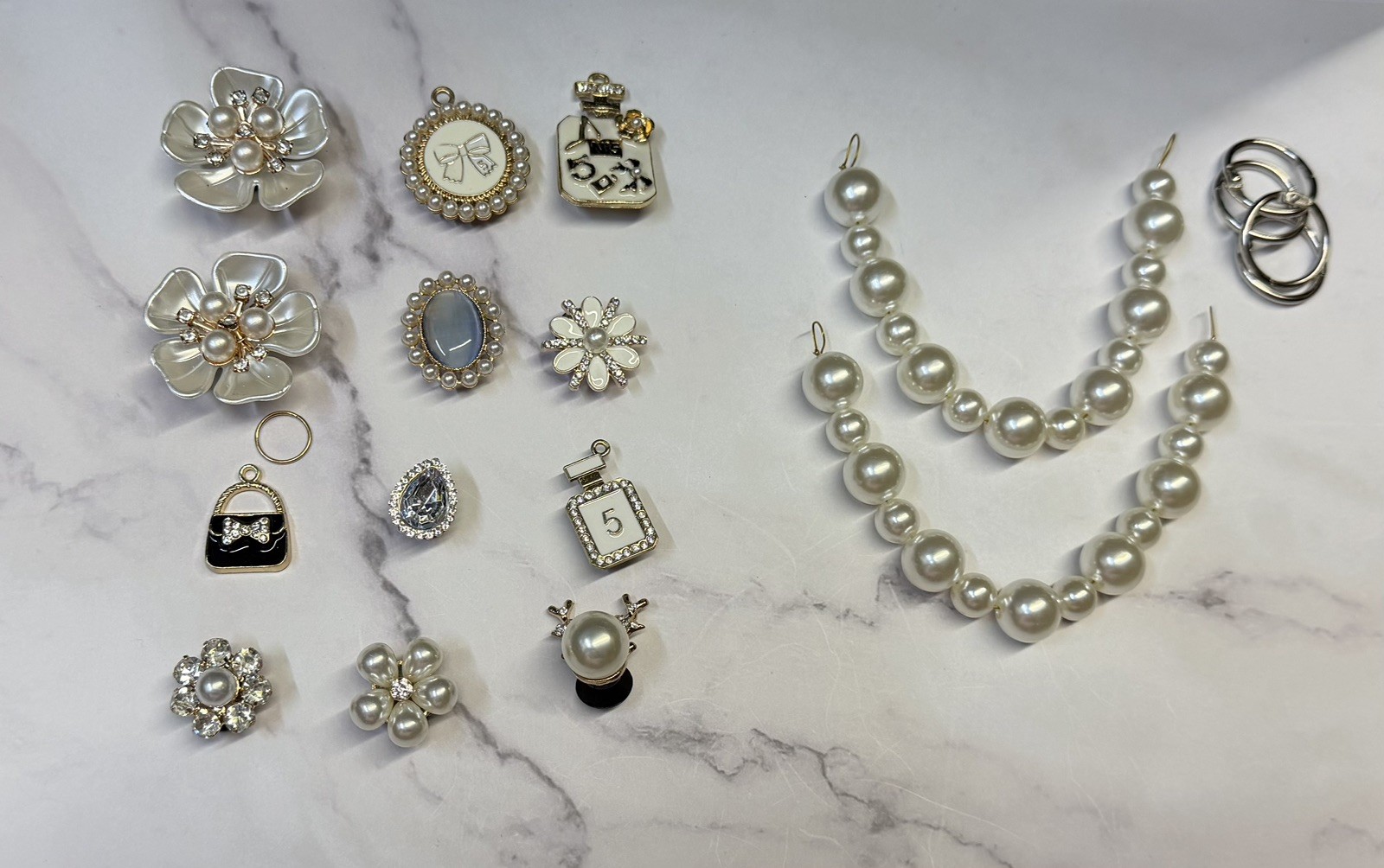 14 Pack Pearl And Rhinestone Croc Shoe Charms