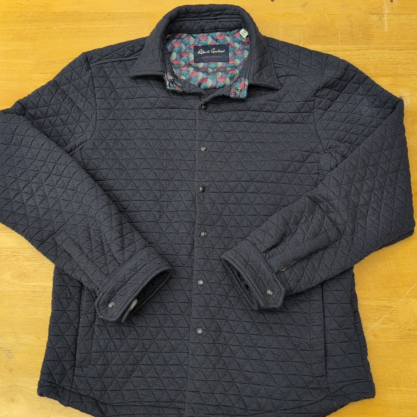 Robert Graham Tulano Snap Button Quilted Shirt Jacket Men’s Medium Navy