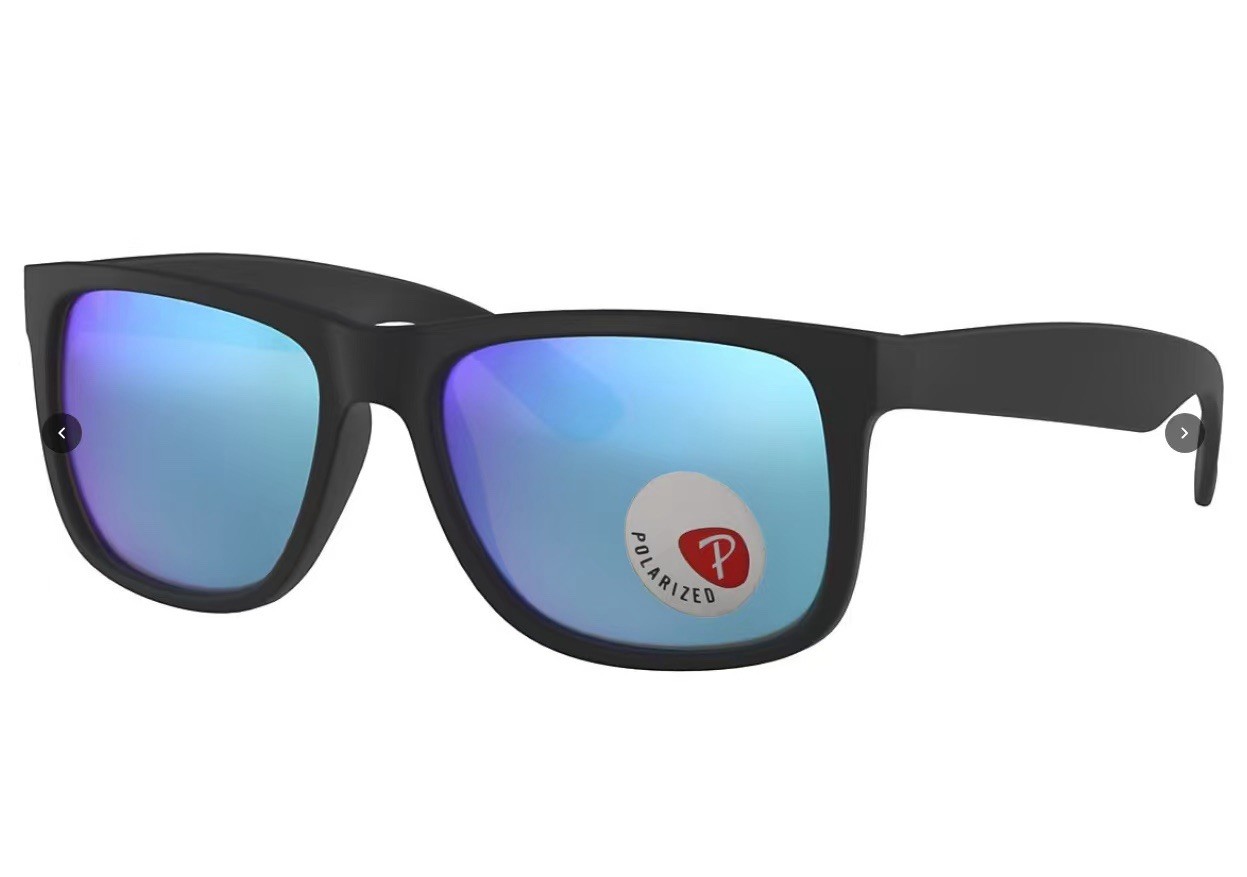 Ray-Ban Justin RB4165 622/55 Rubber Black Blue Mirror Polarized Sunglasses 54 mm
