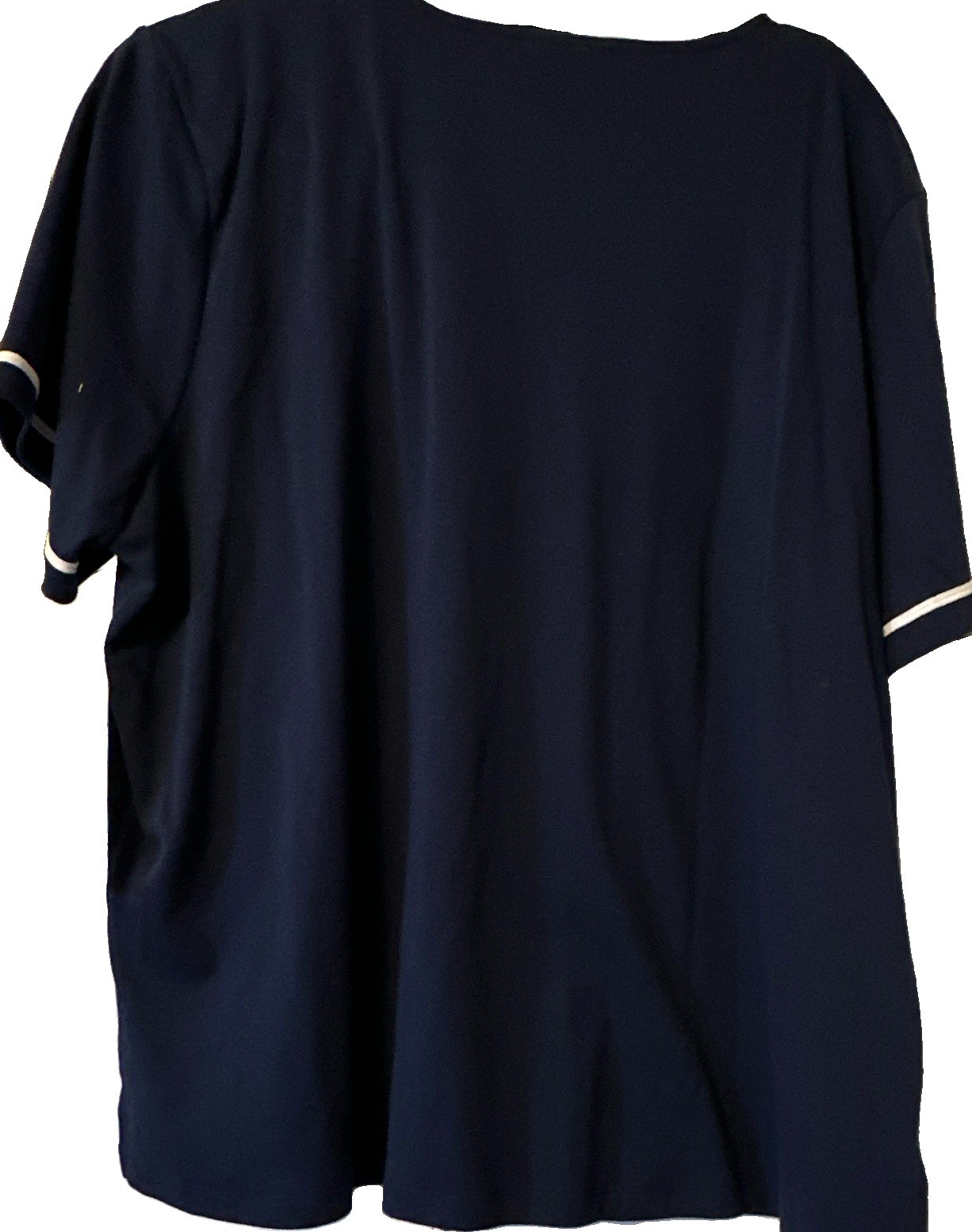 Alfred Dunner 3X Navy/White/Red Floral Embroidered Knit V-Neck Sh Sleeve Top NWT
