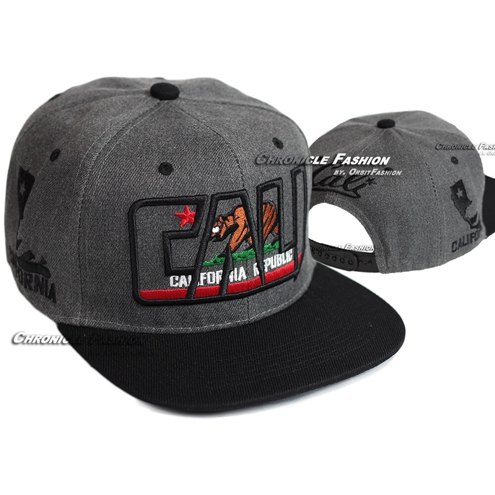 Baseball Cap California Republic Cali Bear Snapback Adjustable Hat Flat Bill Men