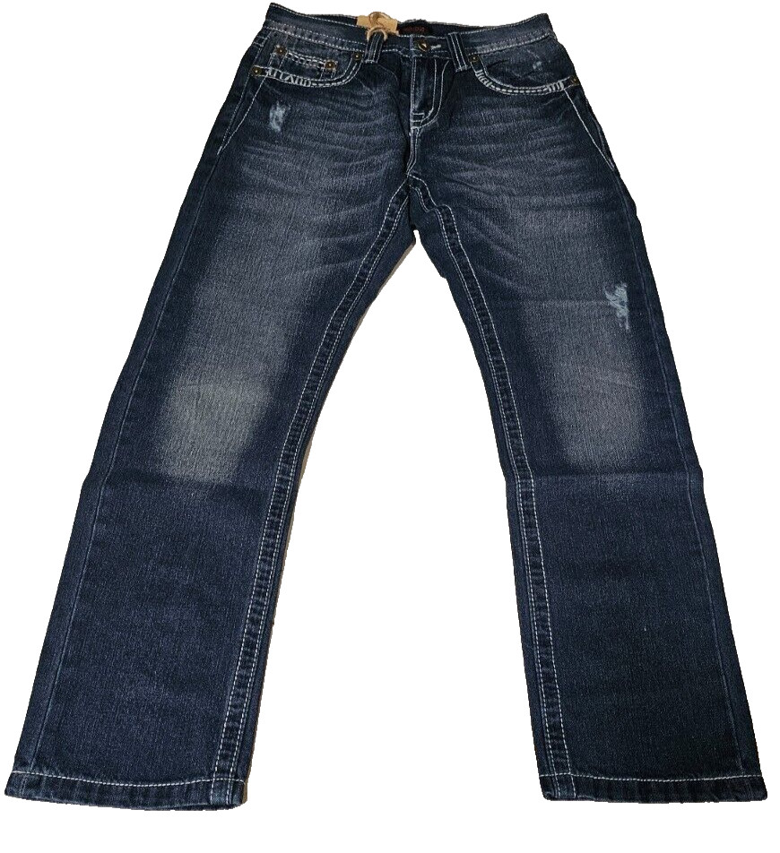 True Republic Brand Men’s Classic Slim Fit Dark Blue Faded Denim Jeans