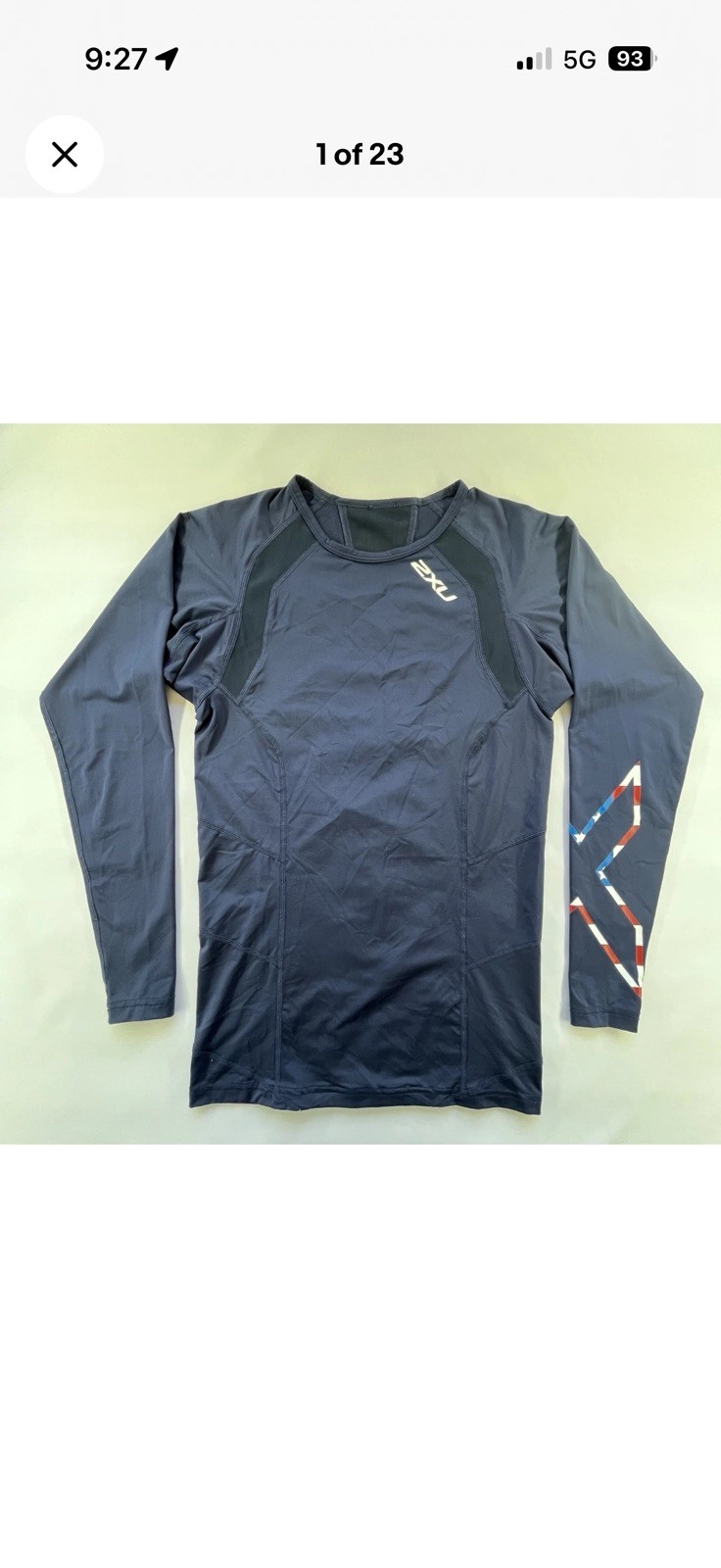 2XU Refresh Recovery Compression Shirt Mens M Blue LS GUC