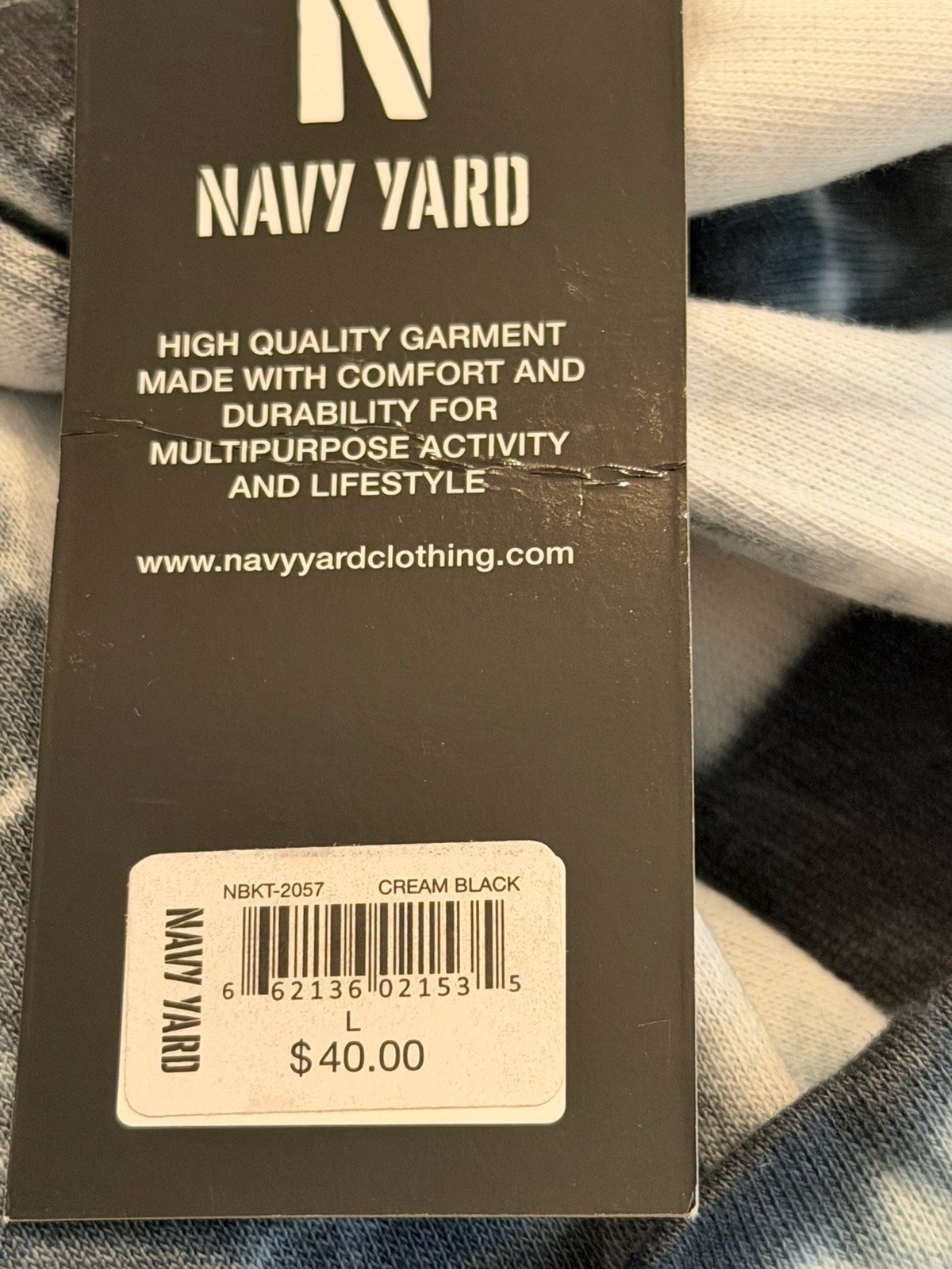 Navy Yard Men’s Size Large Black/Gray/White Tie Dye Long Sleeve Shirt NWT