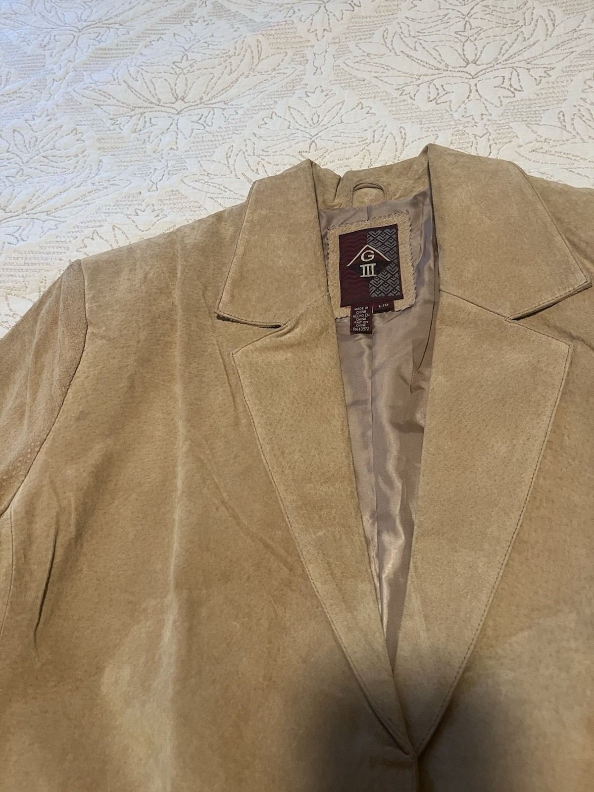 Stafford Tan Suede Leather Blazer Jacket 40R Single-Breasted Two-Button