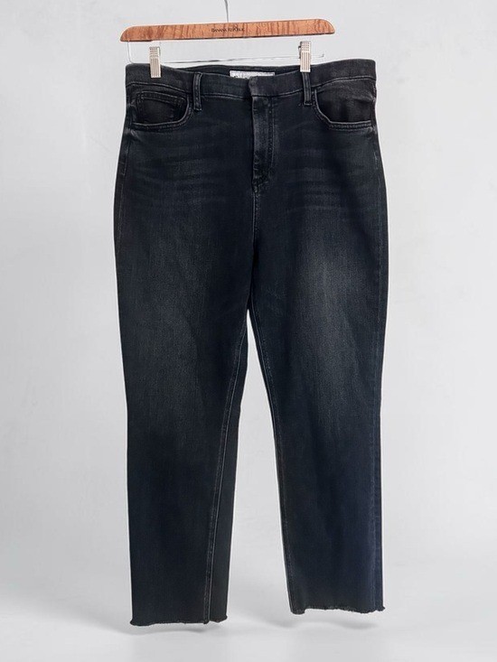 Frank & Eileen Derry Slim Straight Jeans Washed Black Raw Hem Sz 32