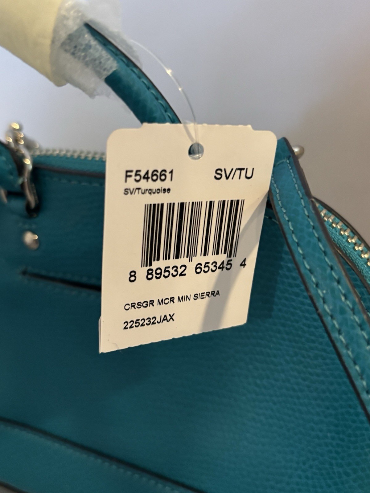 NWT Coach Mini Serena Crossbody Bag 97561 Aqua Crossgrain Leather